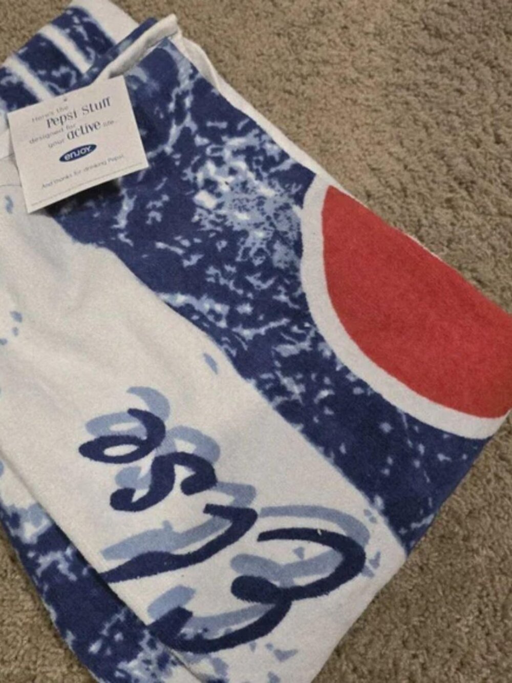 Vintage 90s Pepsi Generation Beach Towel Blue White Red